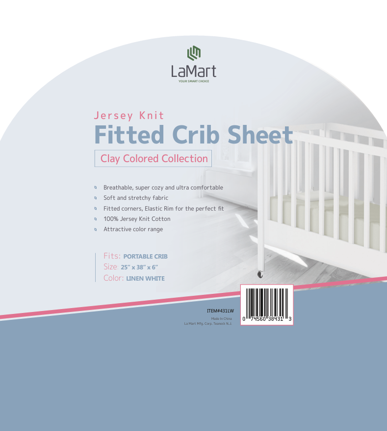 LaMart Fitted Cotton Portable Crib Sheet