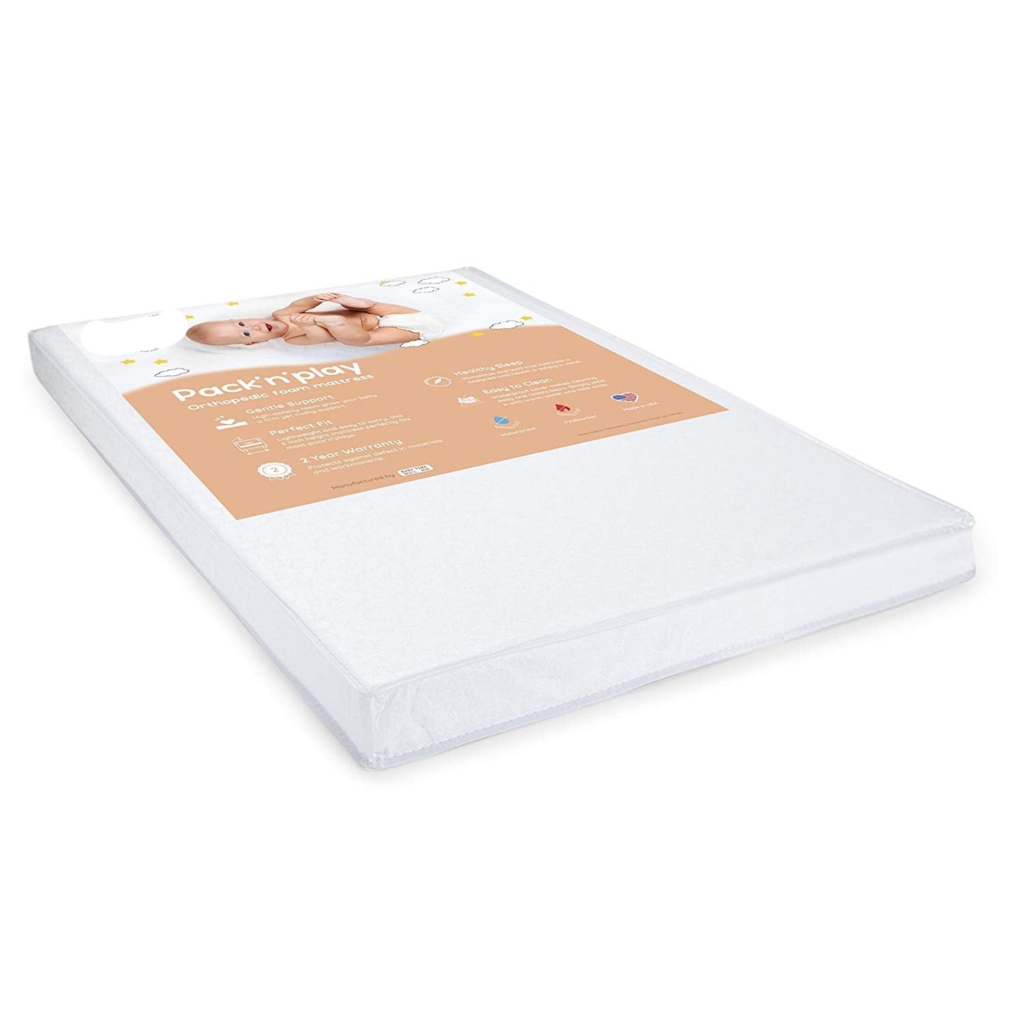 Big Oshi Pack N Play Mattress - 3" Thick White - Mega Babies