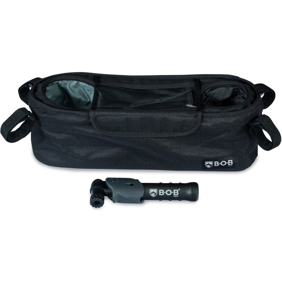 bob double stroller handlebar console BOB Gear Deluxe Handlebar Console with Tire Pump Single