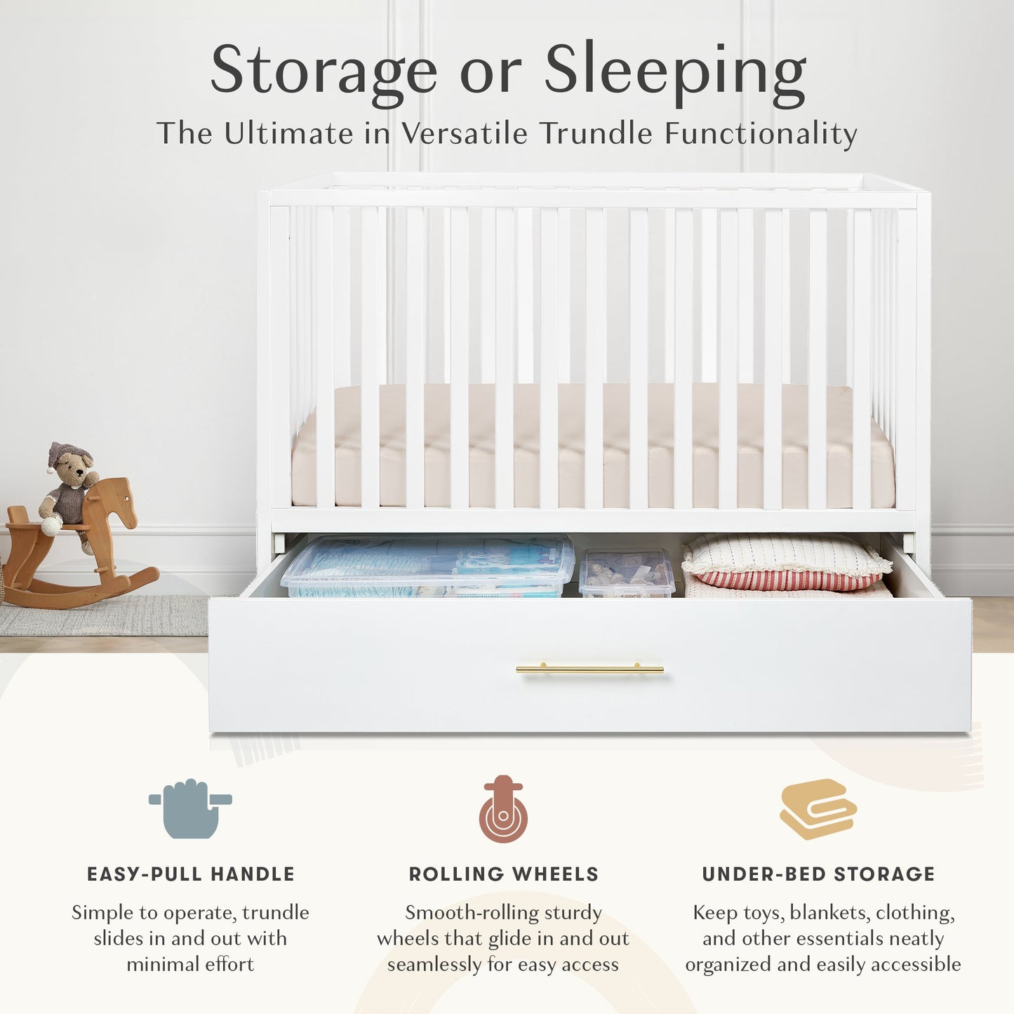 HushCrib 3-in-1 Convertible Crib With Trundle