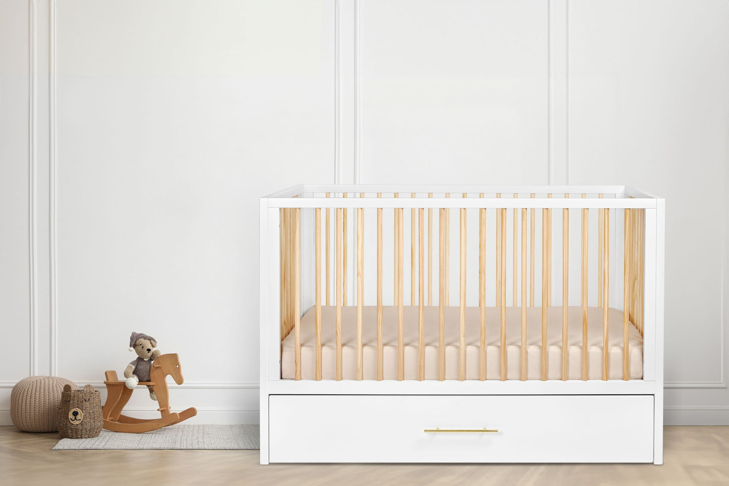 HushCrib 3-in-1 Convertible Crib With Trundle and Mattress Bundle