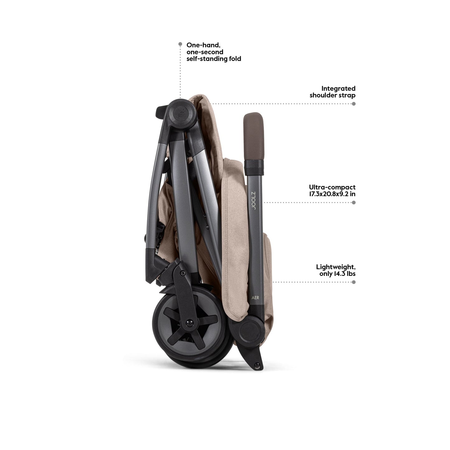 Joolz Aer2 Lightweight Compact Travel Stroller + Foldable Carrycot