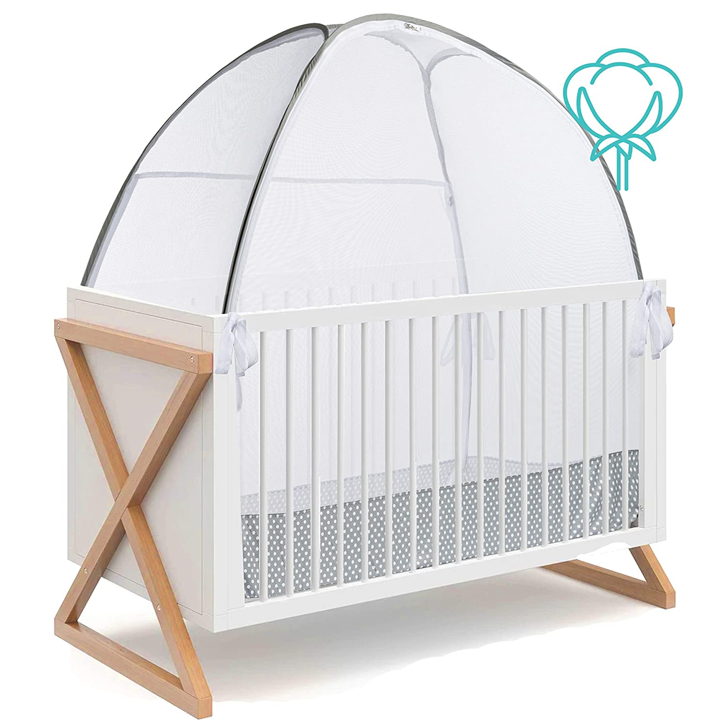 crib cover tent Green Frog 2-in-1 Baby Crib Safety Net and Pop-Up Tent – Swaddles Baby