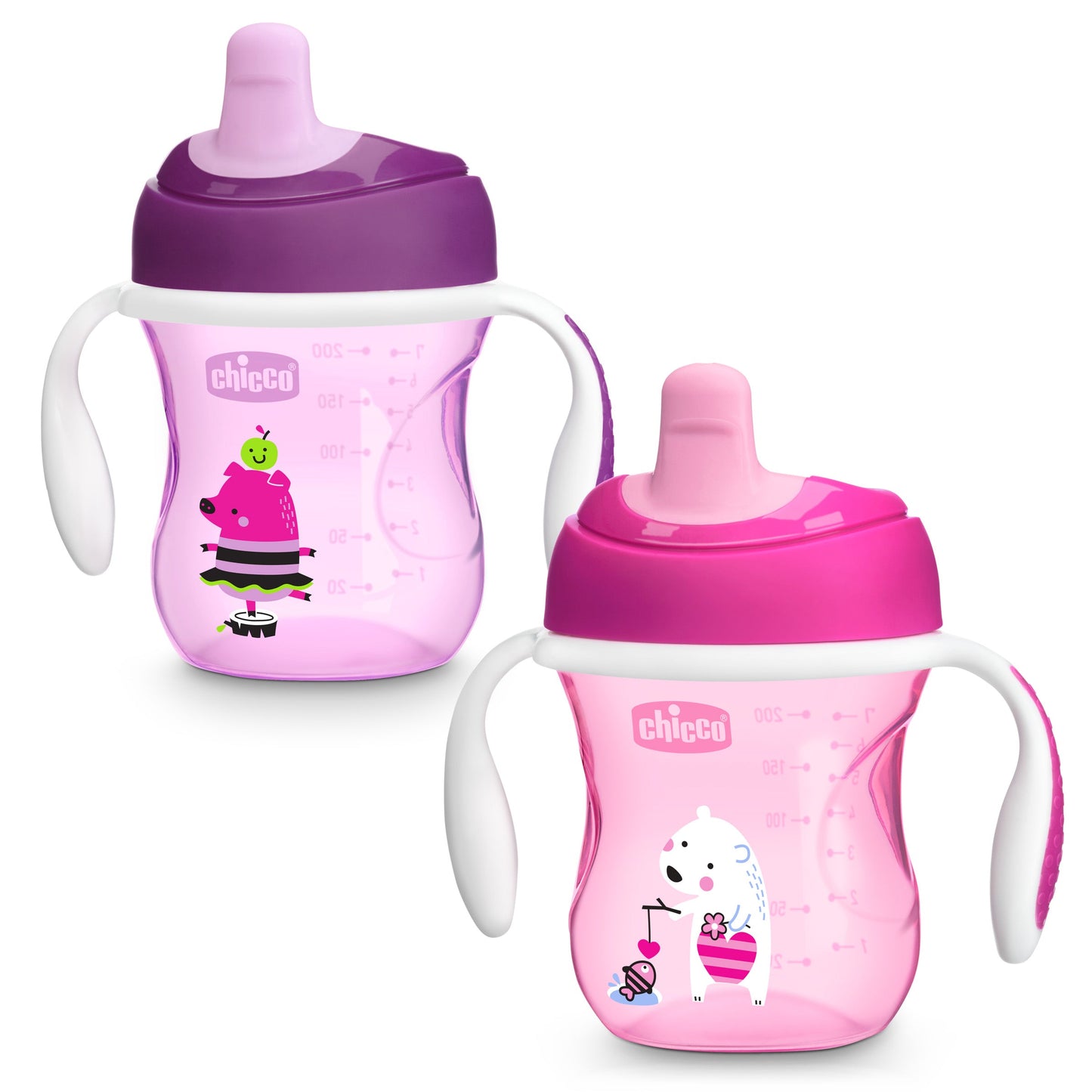 Chicco Semi-soft Spout Trainer Sippy Cup 7oz 6m+ (2pk)