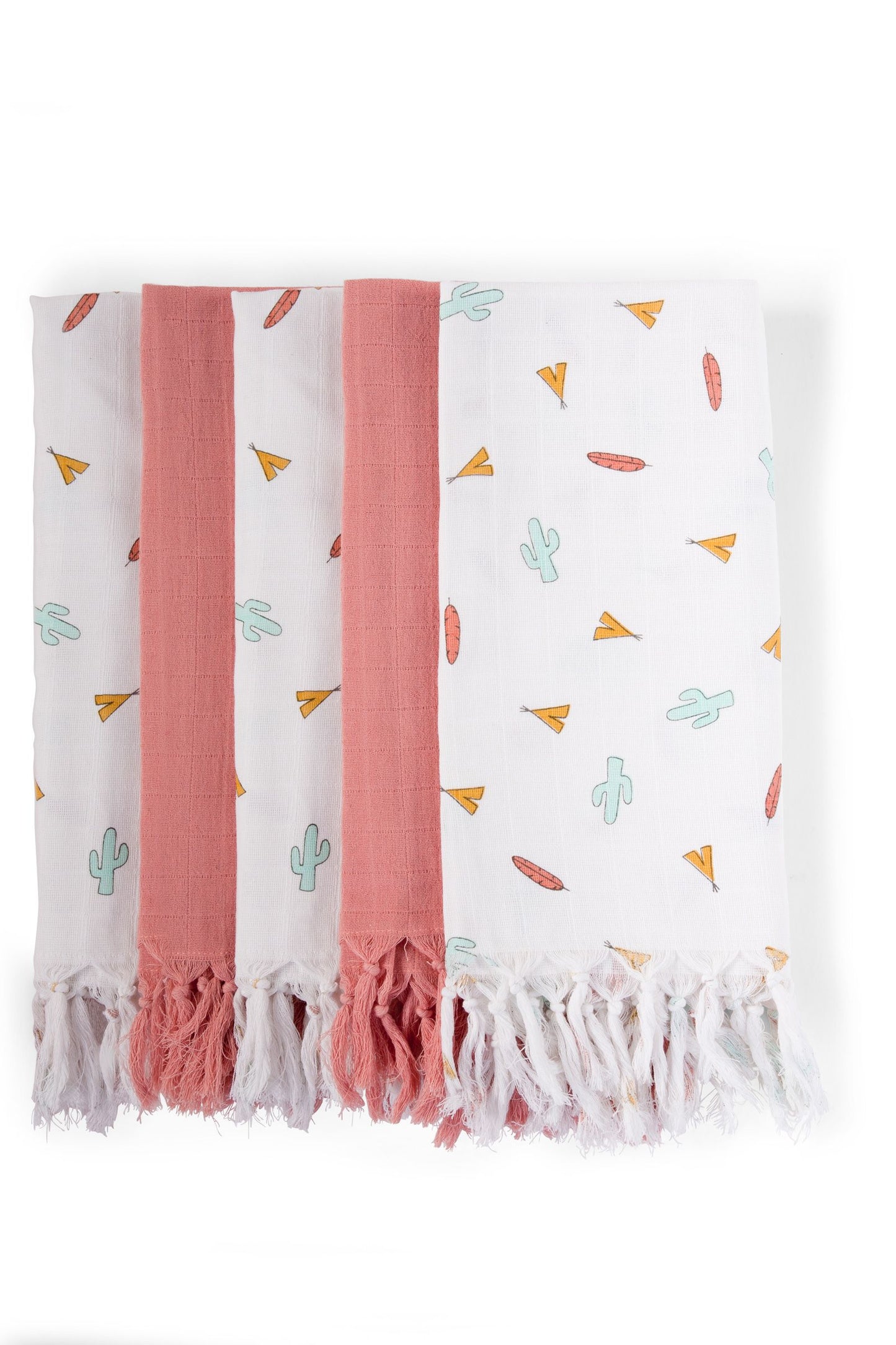 Childhome Pack of 5 Tipi Nude Cotton Cloths With Fringes