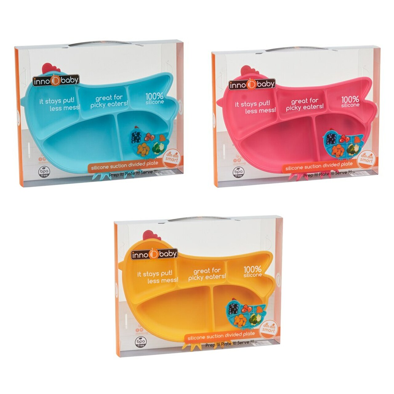 Innobaby Din Din SMART Silicone Suction Divided Plate - Chicken