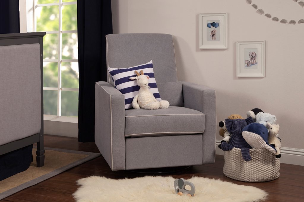 Ottoman Davinci Olive Upholstered Swivel Glider Olive Upholstered