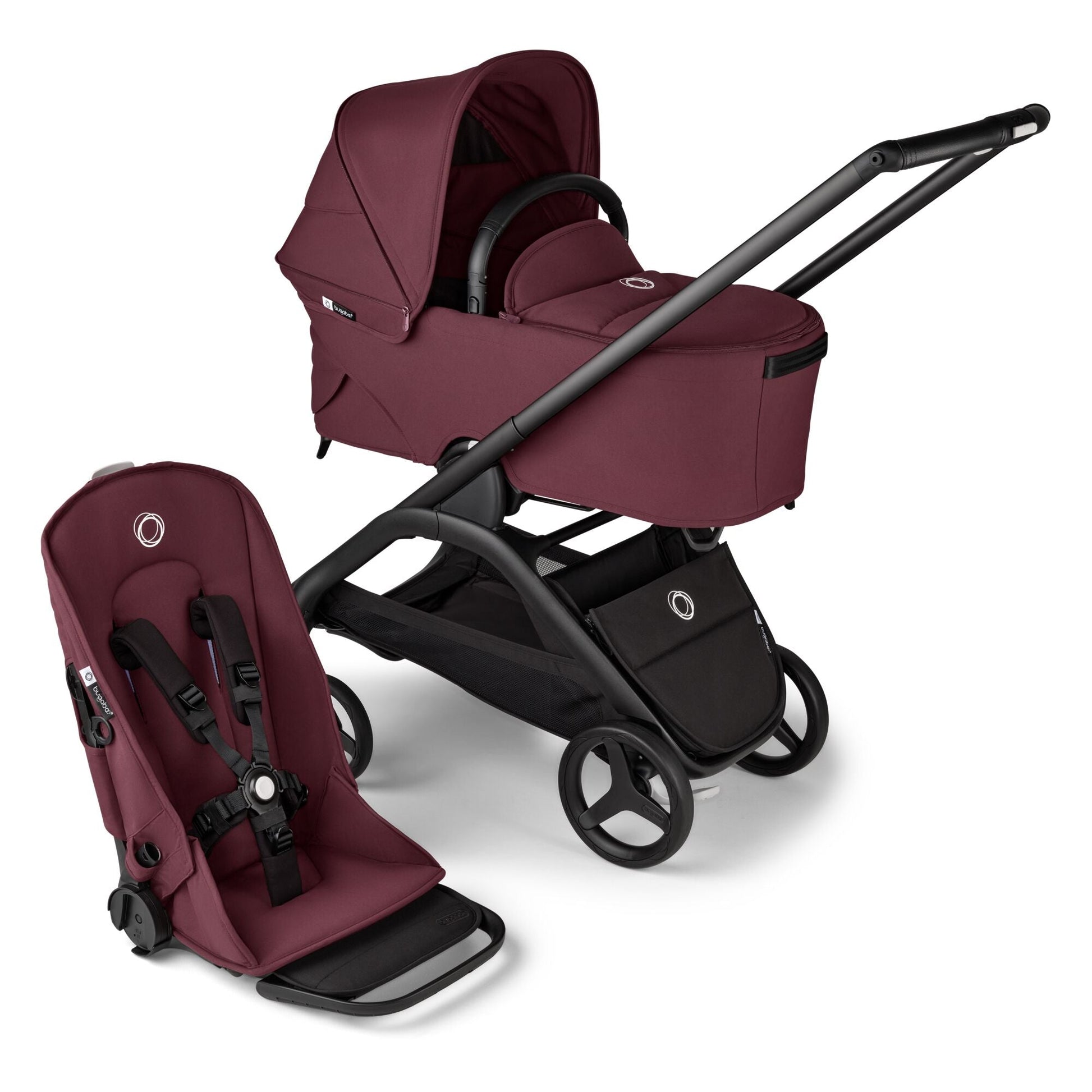 bugaboo city stroller Bugaboo Dragonfly Complete Stroller With Bassinet, Black / Dark Cherry
