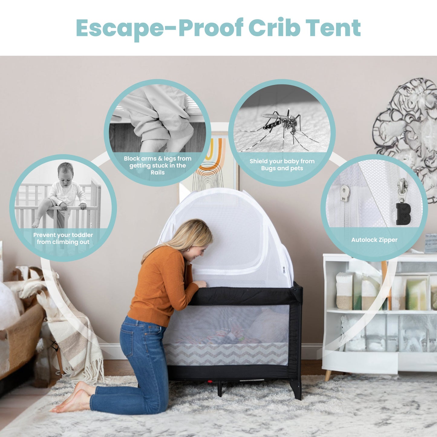 Pro Baby Safety Premium Mesh Mini Crib Tent