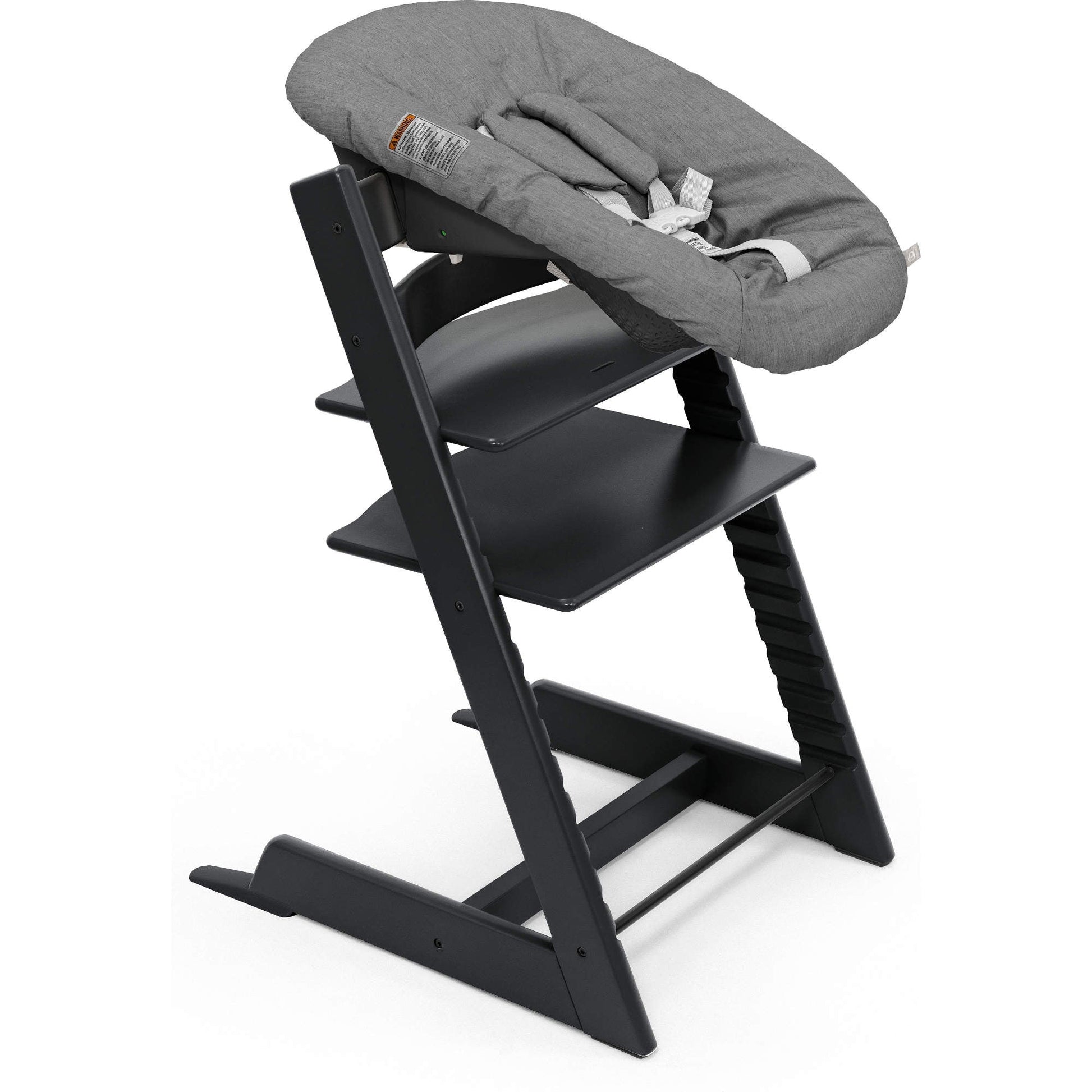stokke stole Stokke Tripp Trapp High Chair² with Cushion, Tray and Newborn Set, Black + Grey Cushion