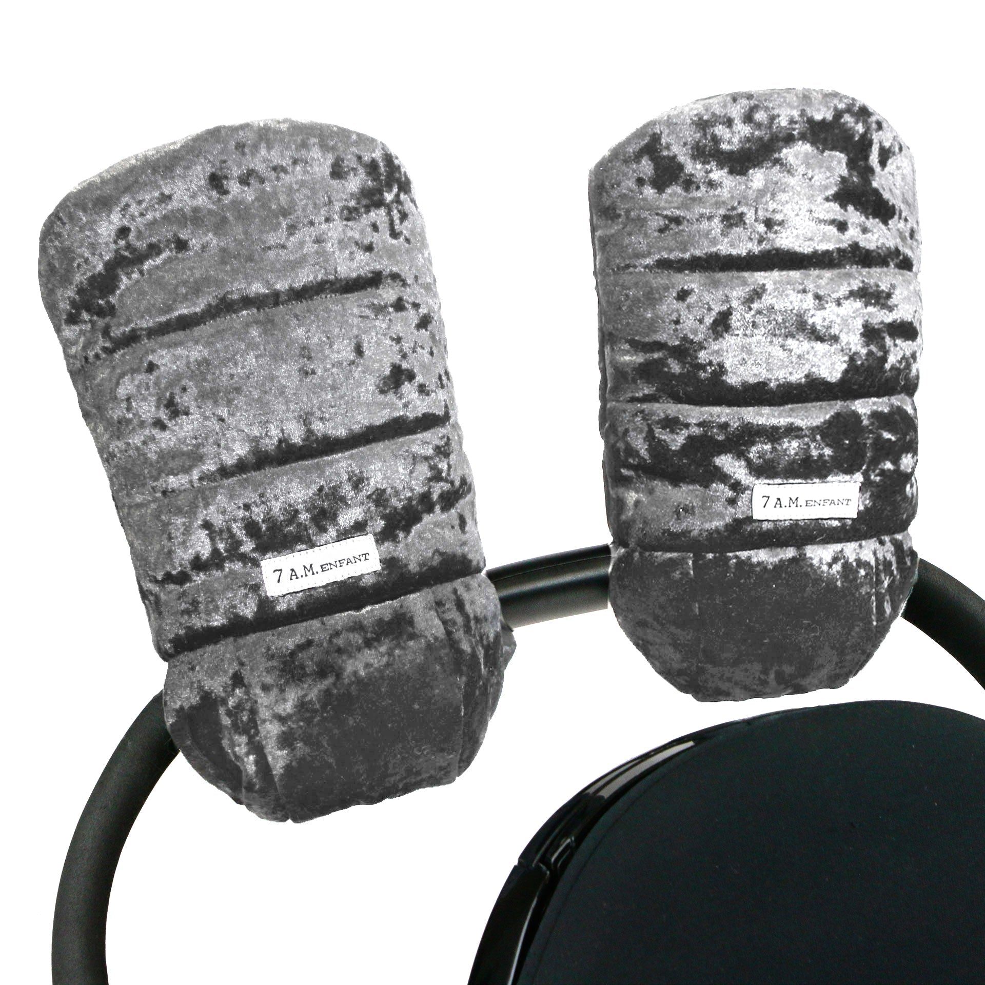 7AM Enfant Kinderwagen-Handwärmer „Warmmuffs“ – Wasserabweisend, Bis -20°C, Metallisch Grau