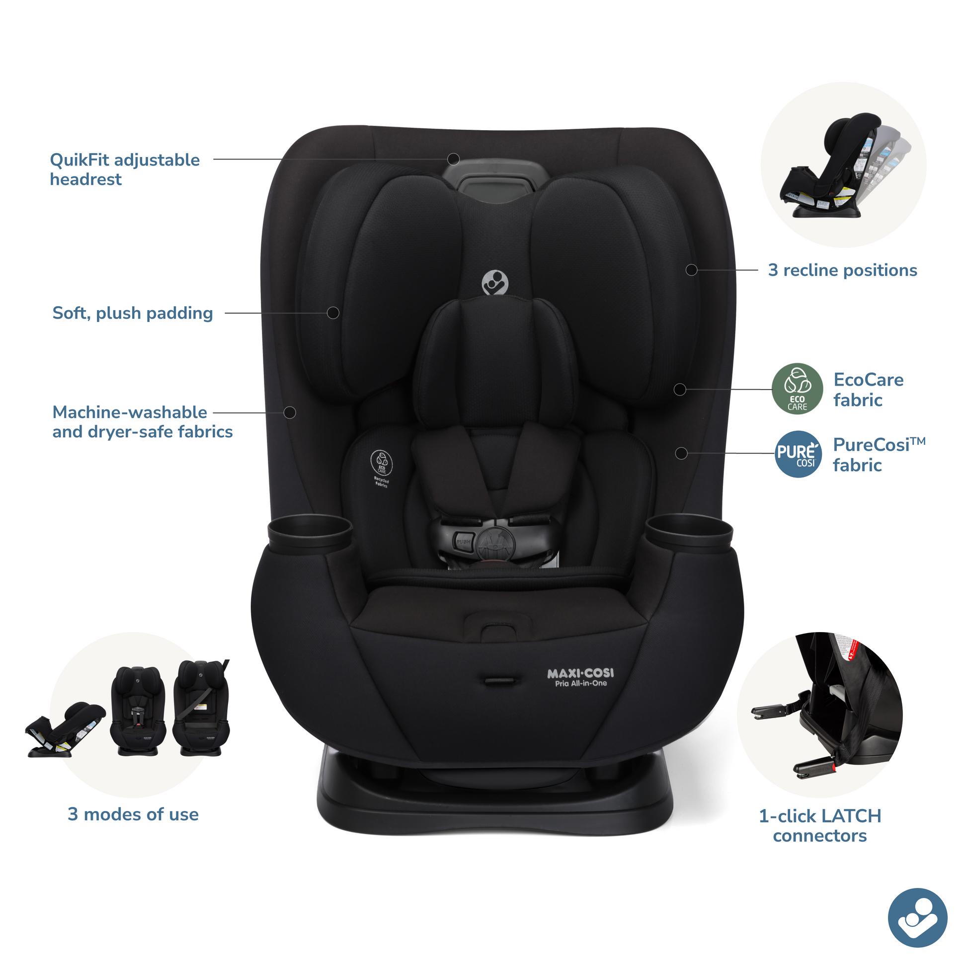Maxi-Cosi Pria All-in-One Convertible Car Seat with PureCosi & EcoCare – Swaddles Baby