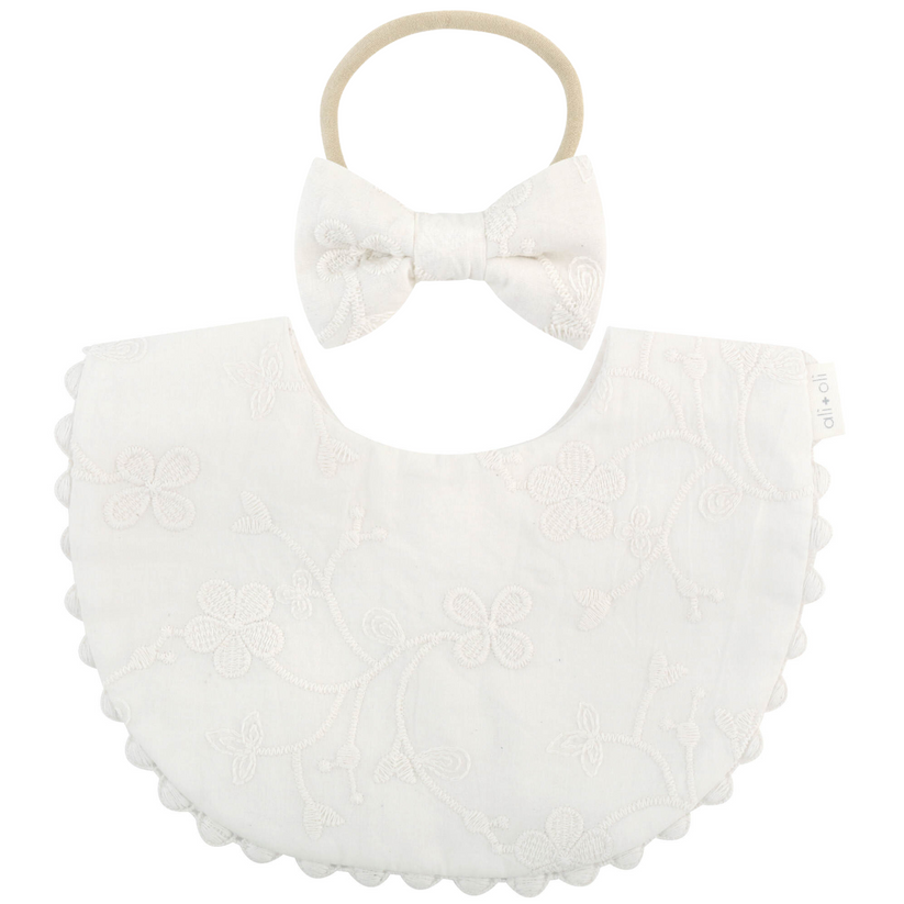 Ali+Oli Cotton Double Sided Baby Bib With Bow