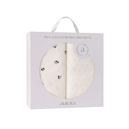 Aurora Classics Cotton Pack N Play/ Porta Crib Sheet - 2 Pack