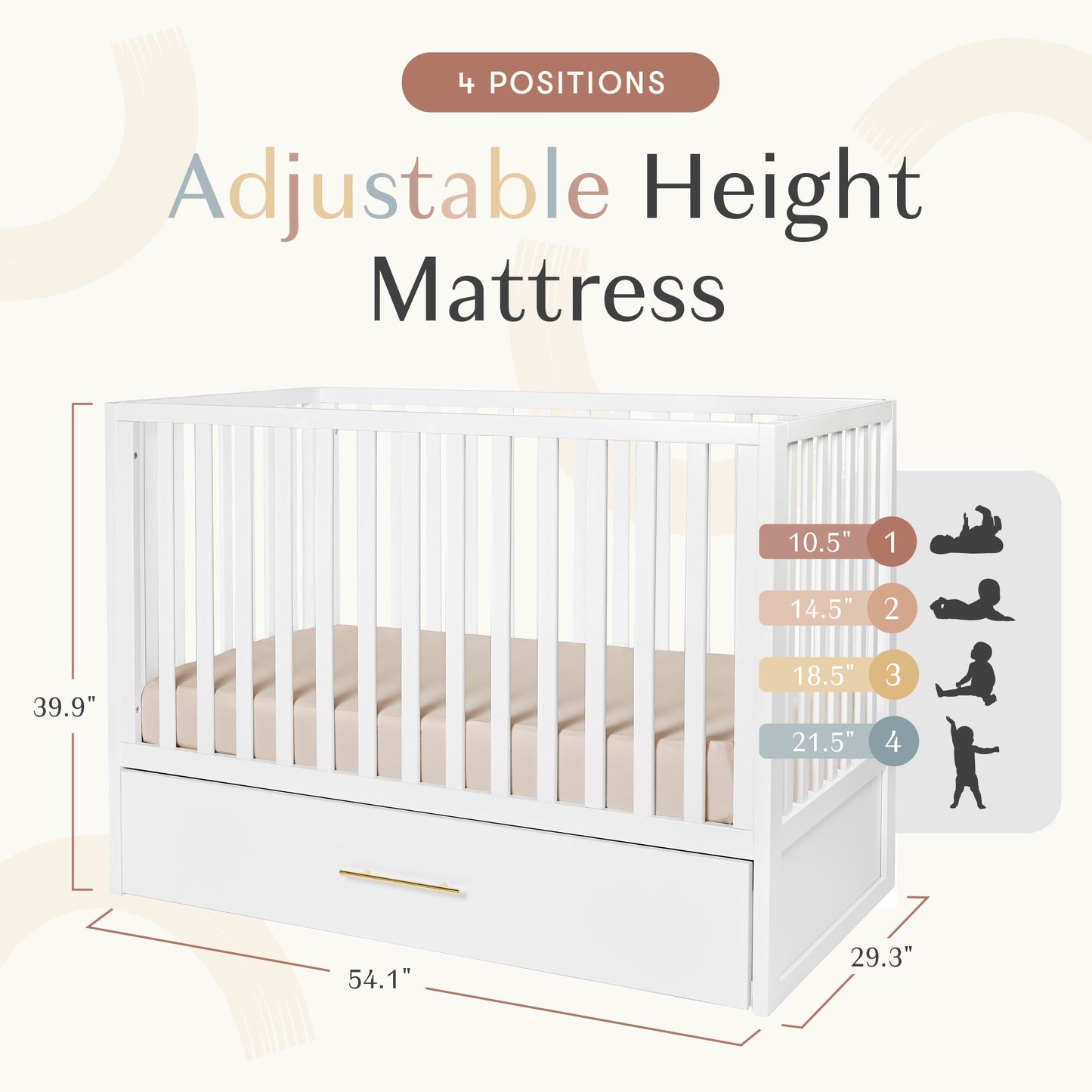 HushCrib Classic 4-in1 Convertible Crib With Trundle
