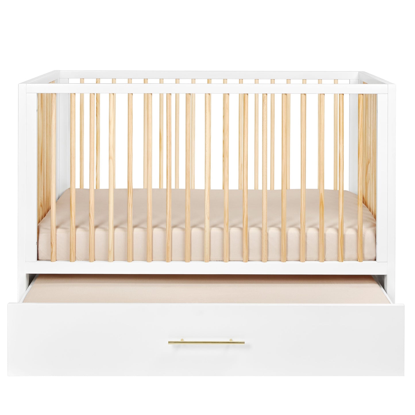 HushCrib 3-in-1 Convertible Crib With Trundle and Mattress Bundle