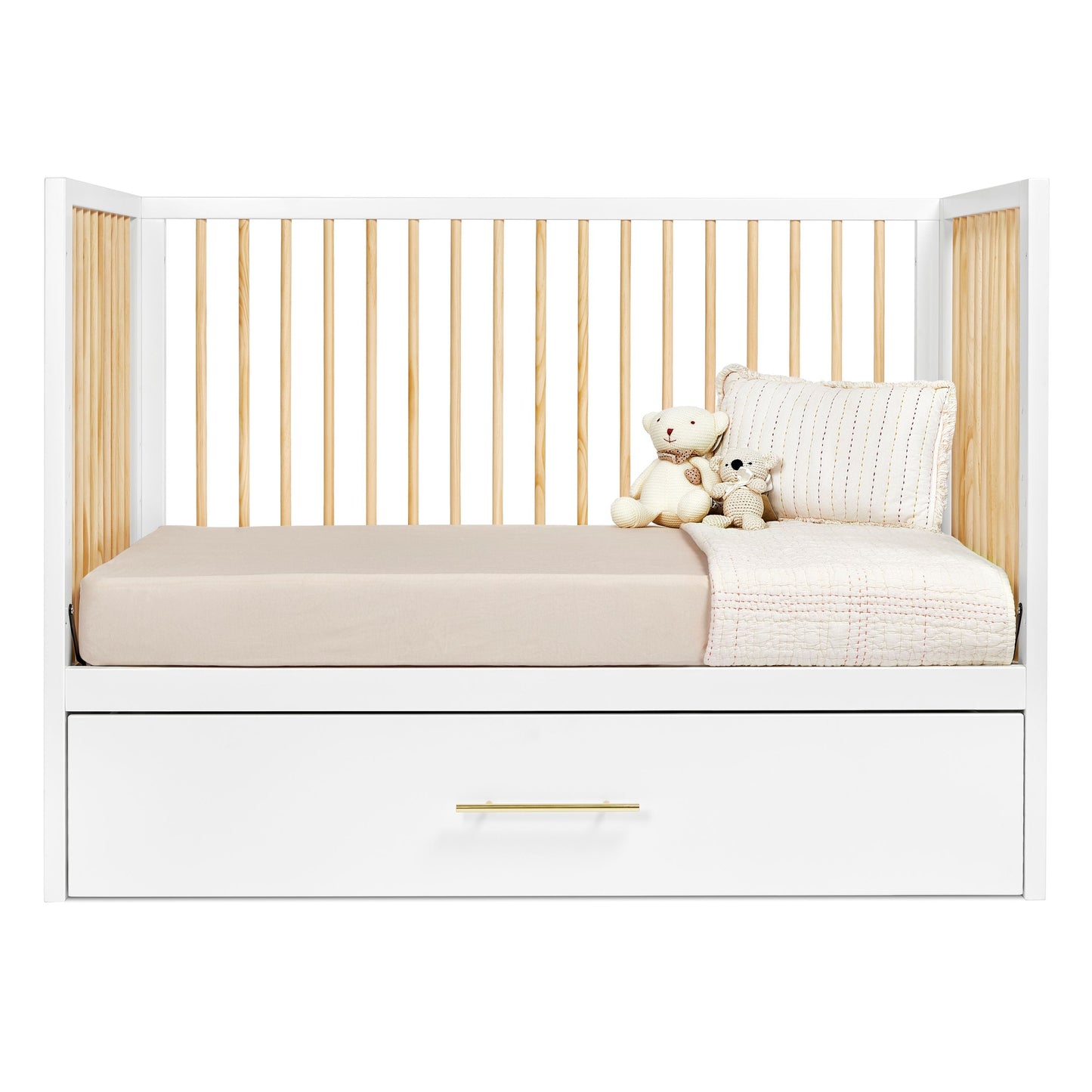 HushCrib 3-in-1 Convertible Crib With Trundle and Mattress Bundle