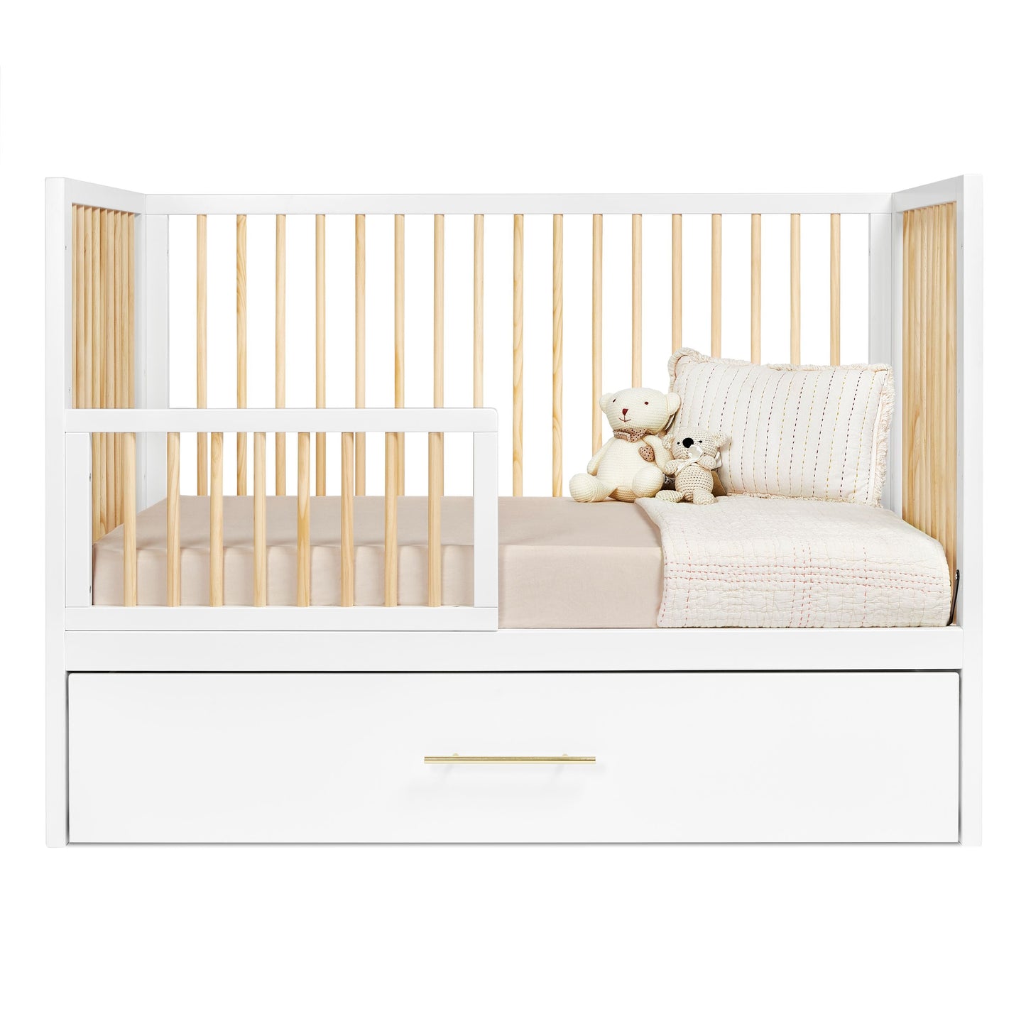 HushCrib 3-in-1 Convertible Crib With Trundle and Mattress Bundle