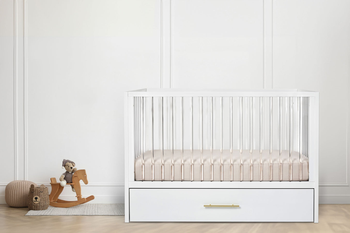HushCrib 3-in-1 Convertible Crib With Trundle and Mattress Bundle