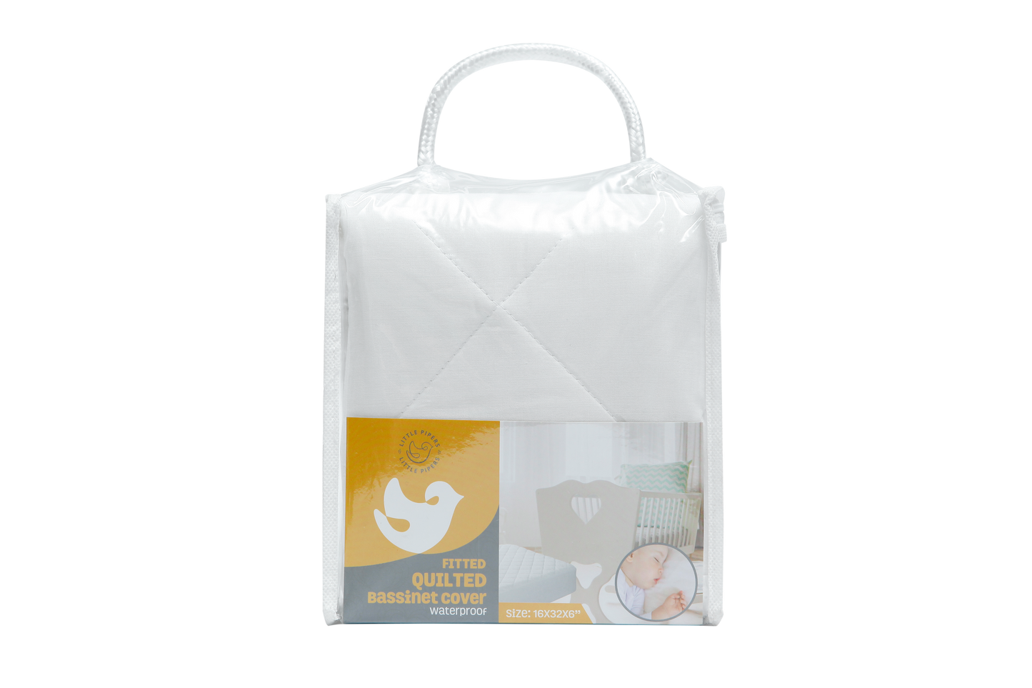 Little Pipers Waterproof Fitted Quilted Bassinet Cover
