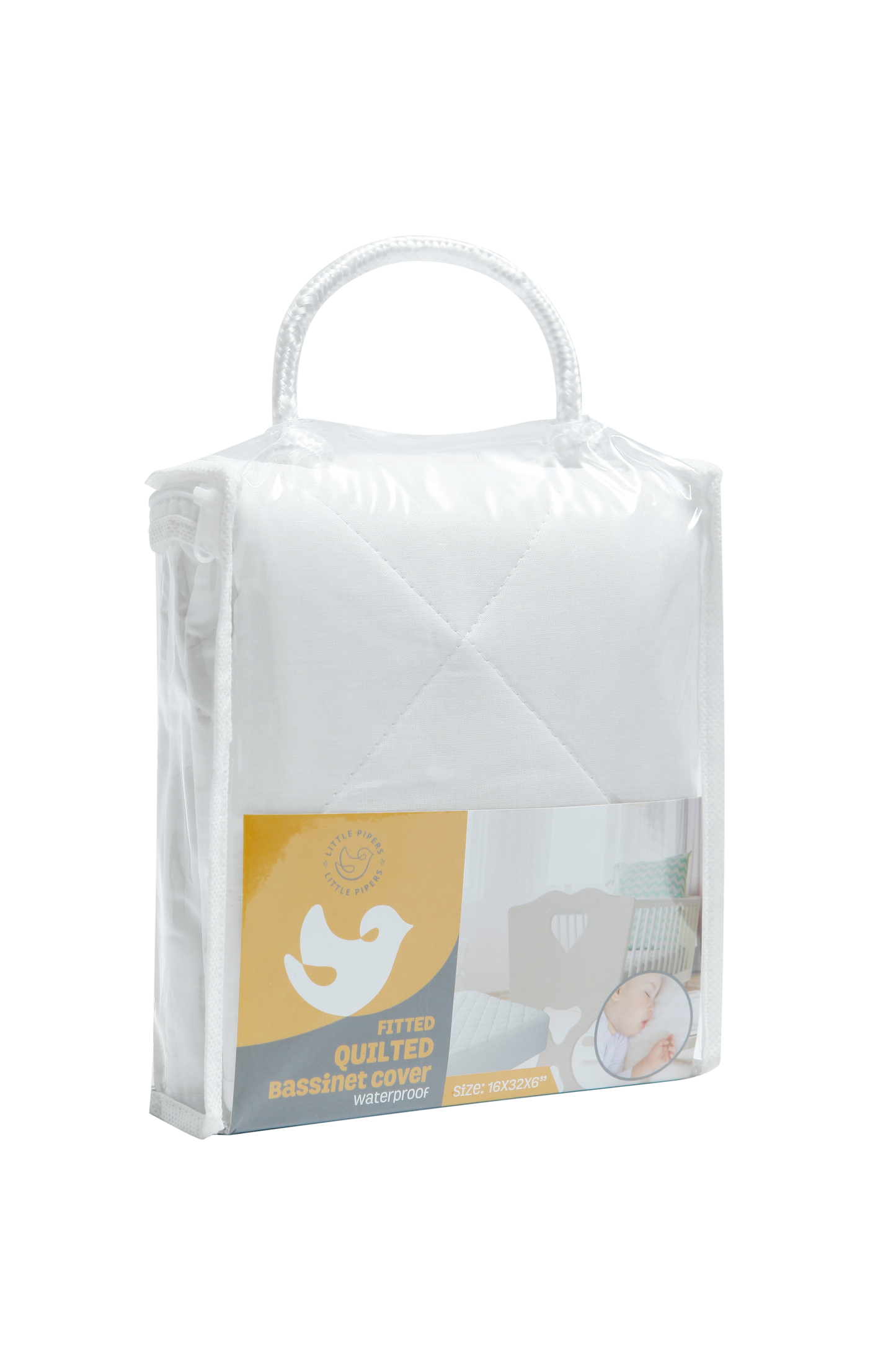 Little Pipers Waterproof Fitted Quilted Bassinet Cover