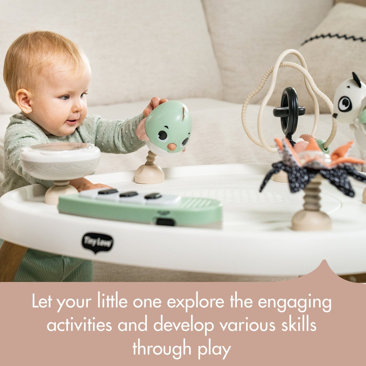 Tiny Love 5-in-1 Stationary Activity Center | Black & White Décor Collection