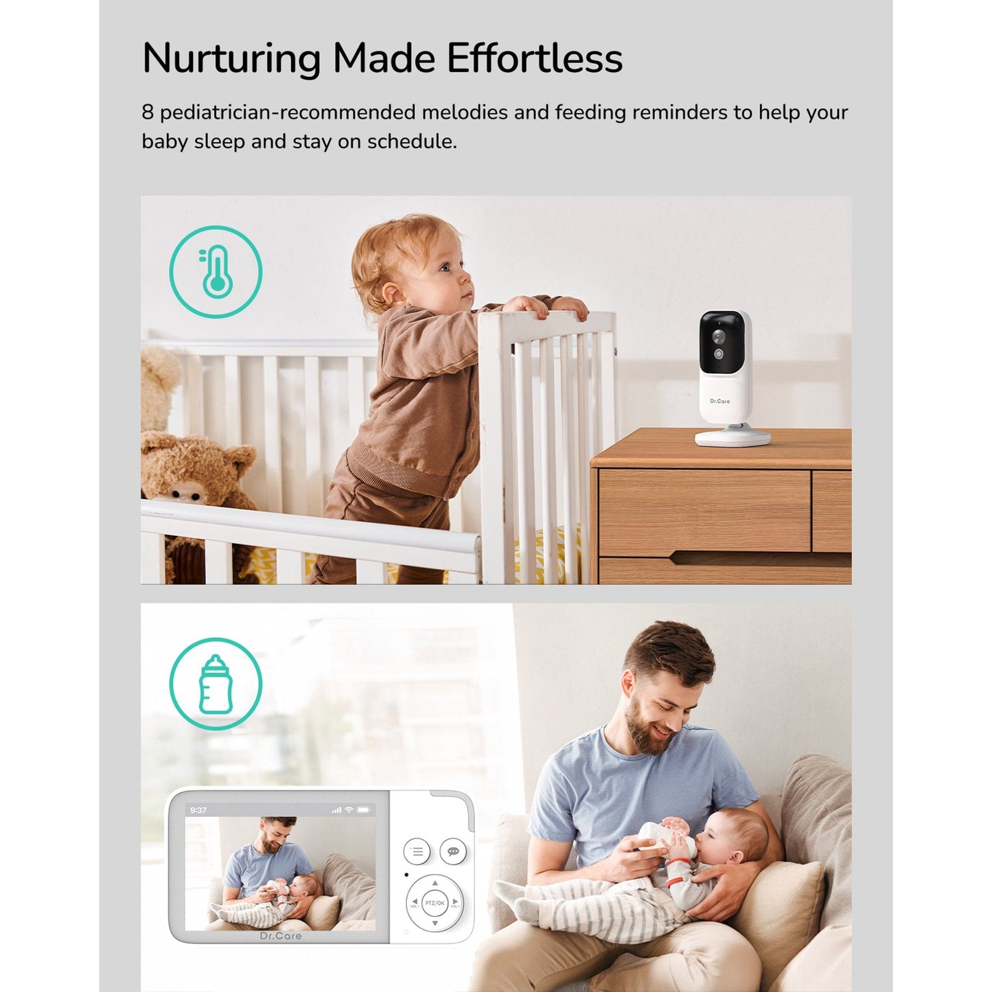 Dr.Care 3.5" Video Baby Monitor With 2 Cameras - No WiFi