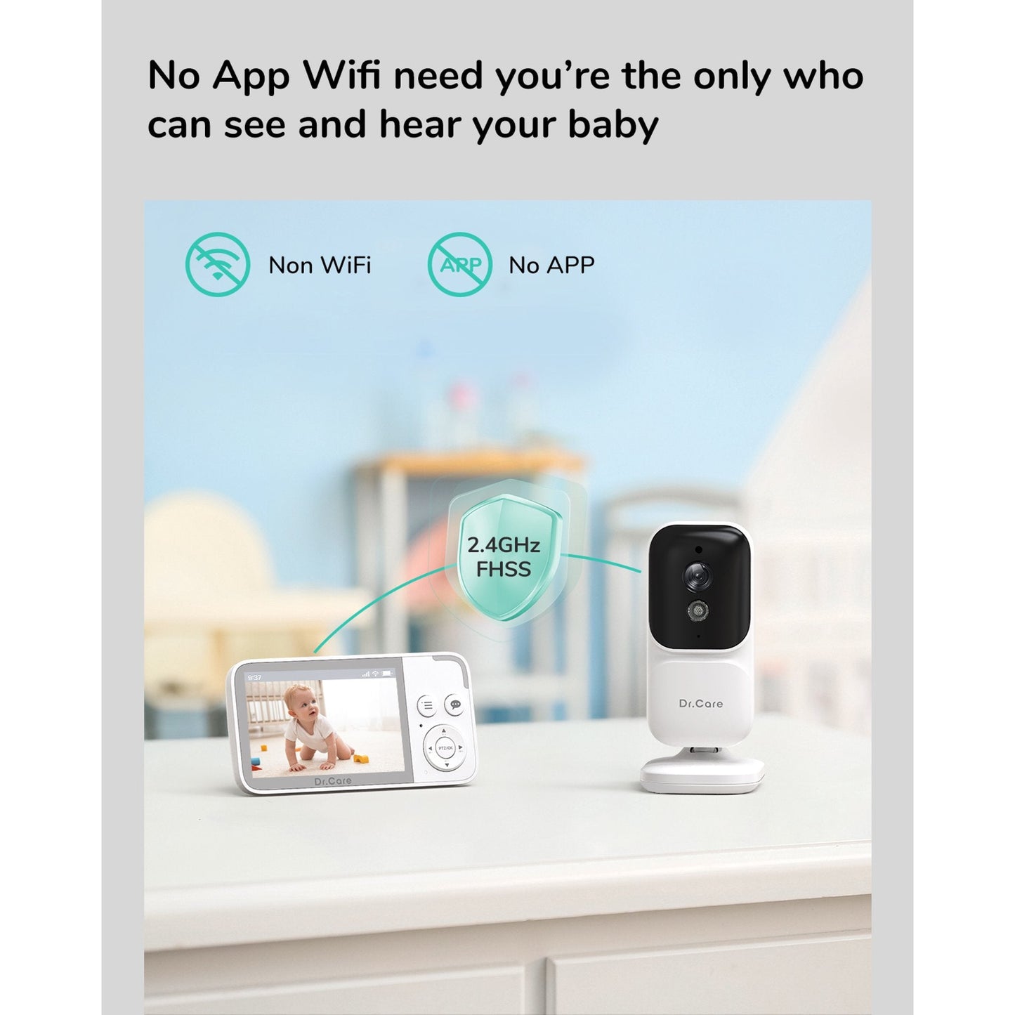 Dr.Care 3.5" Video Baby Monitor With 2 Cameras - No WiFi