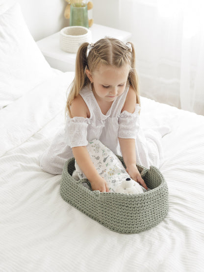 Anzy Home Doll Cradle Round Hood With Stand