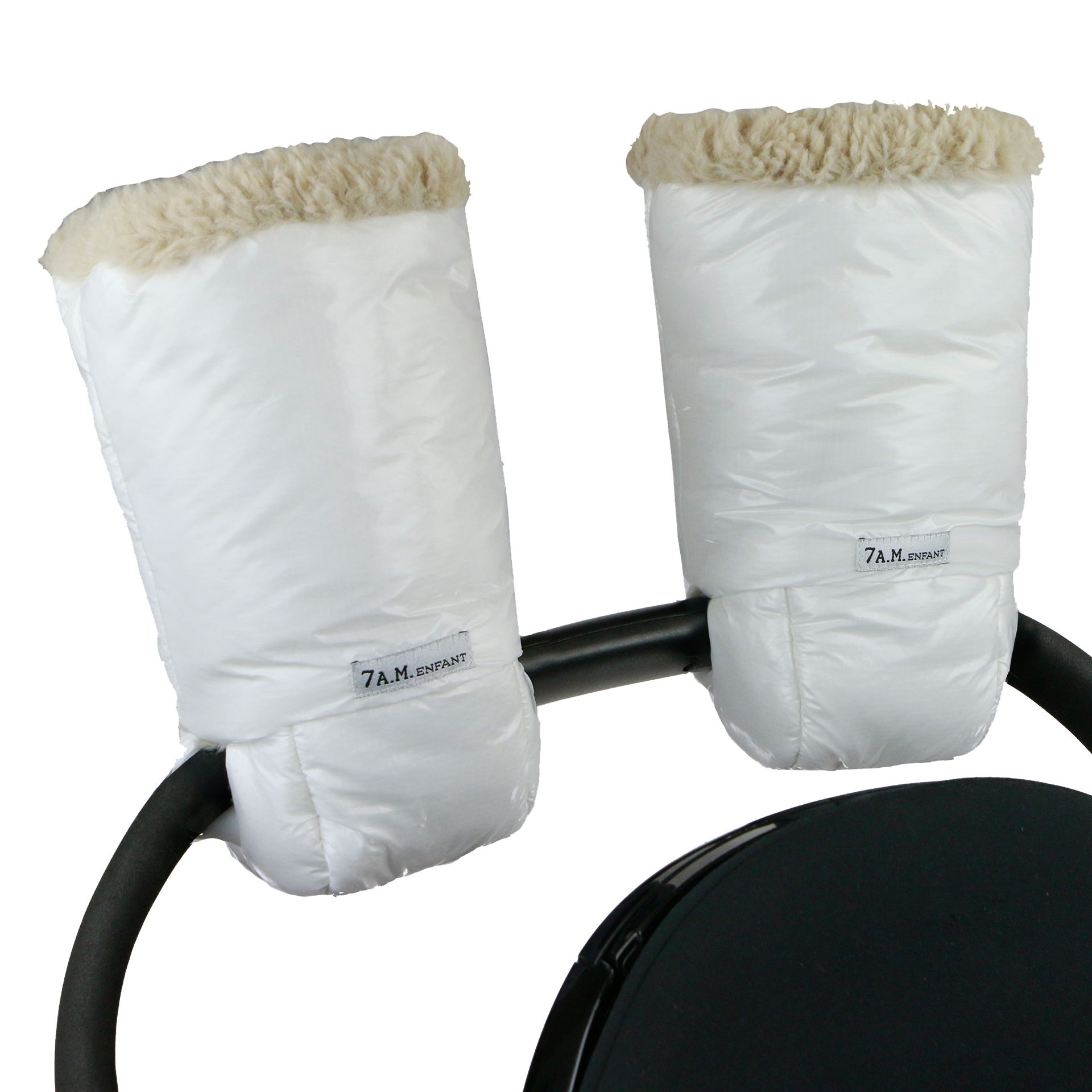 7AM Enfant Kinderwagen-Handwärmer „Warmmuffs“ – Wasserabweisend, Bis -20°C, Metallisch Grau
