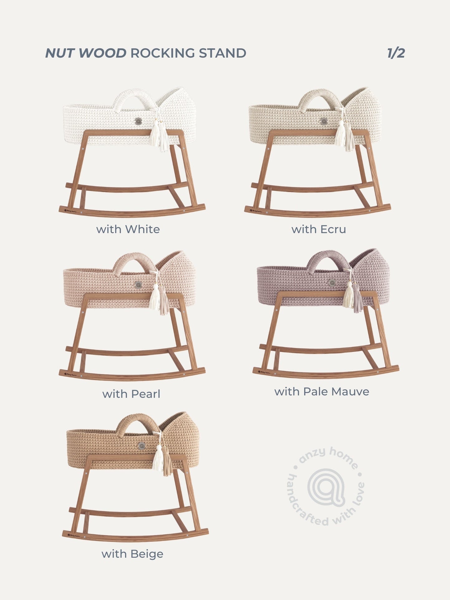 Anzy Home Rocking Stand for Baby Moses Basket