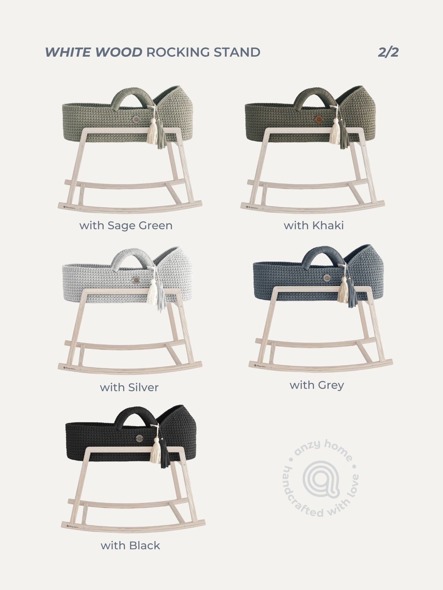 Anzy Home Rocking Stand for Baby Moses Basket