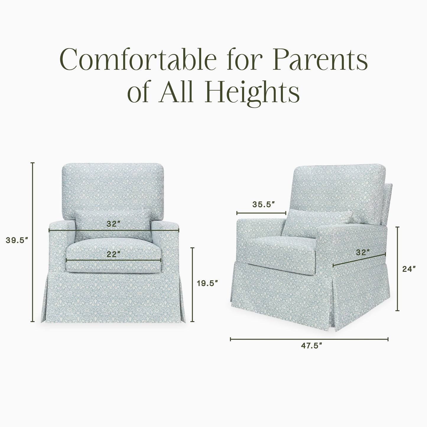 Morris & Co. x Namesake Crawford Pillowback Comfort Swivel Glider