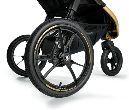 yellow jogging stroller Baby Jogger Summit x3 Robin Arzón Jogging Stroller