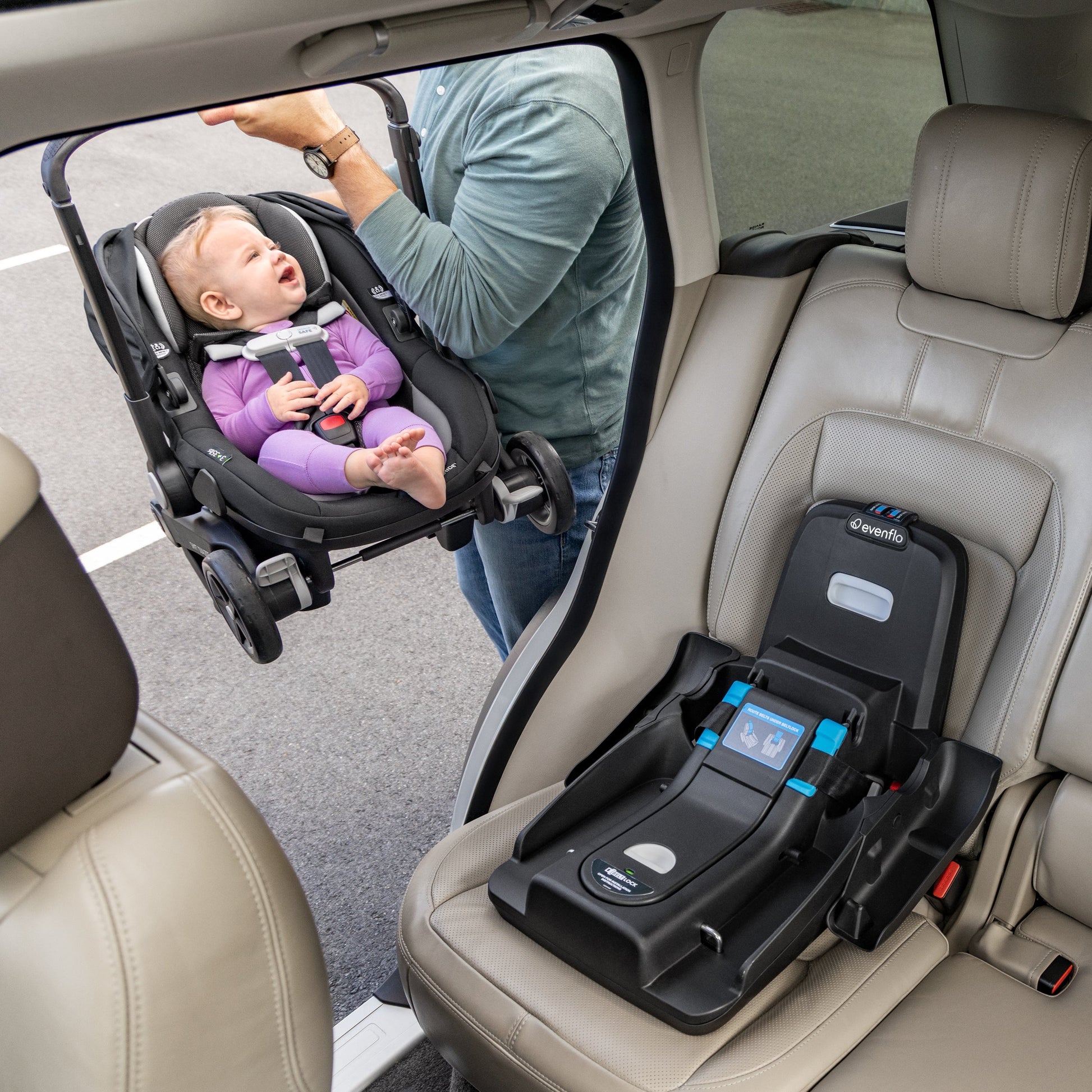 car seats and stroller sets Evenflo Shyft DualRide Infant Car Seat and Stroller Combo with Carryal – Swaddles Baby