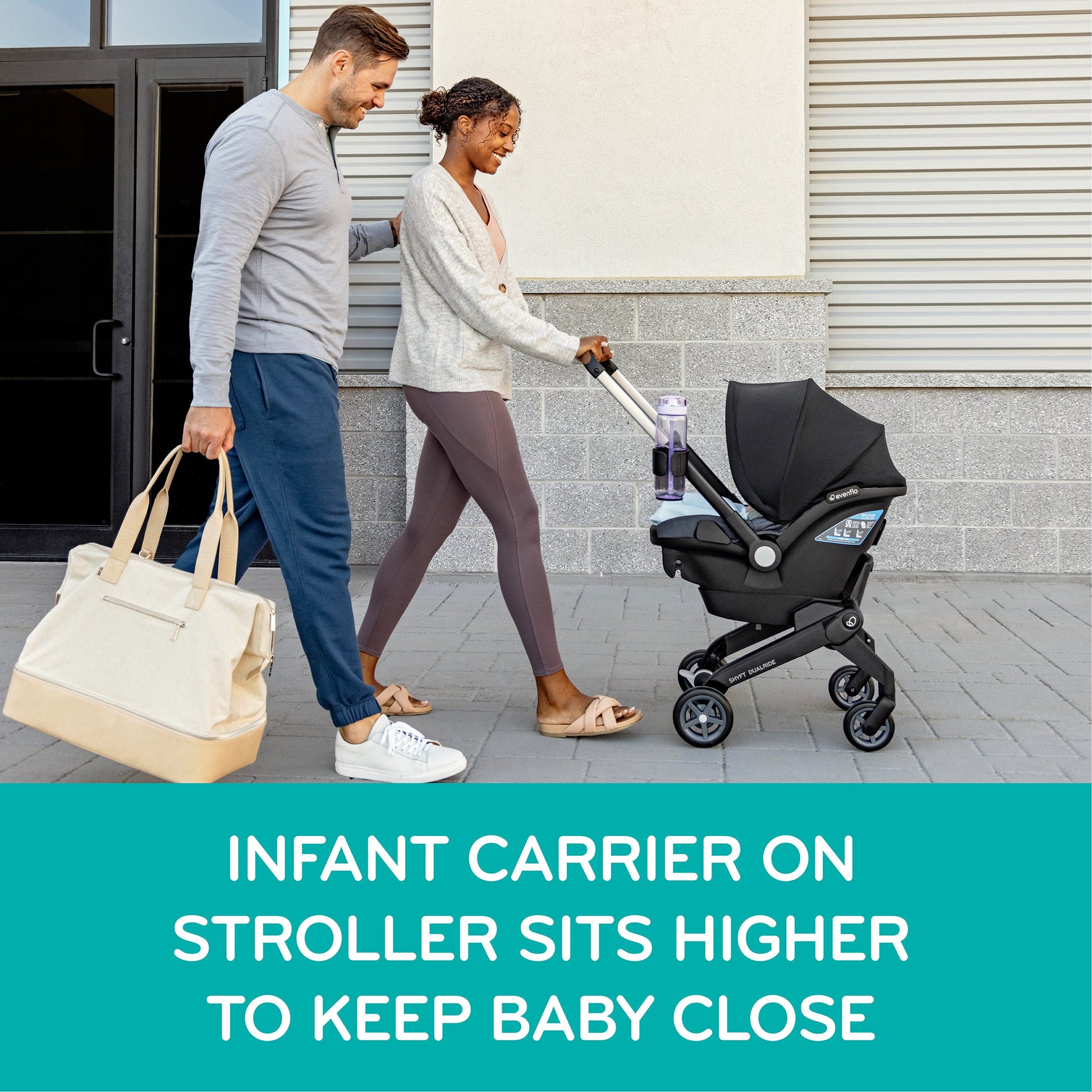 shyft dualride infant car seat stroller combo with carryall storage Evenflo Shyft DualRide Infant Car Seat and Stroller Combo with Carryal – Swaddles Baby