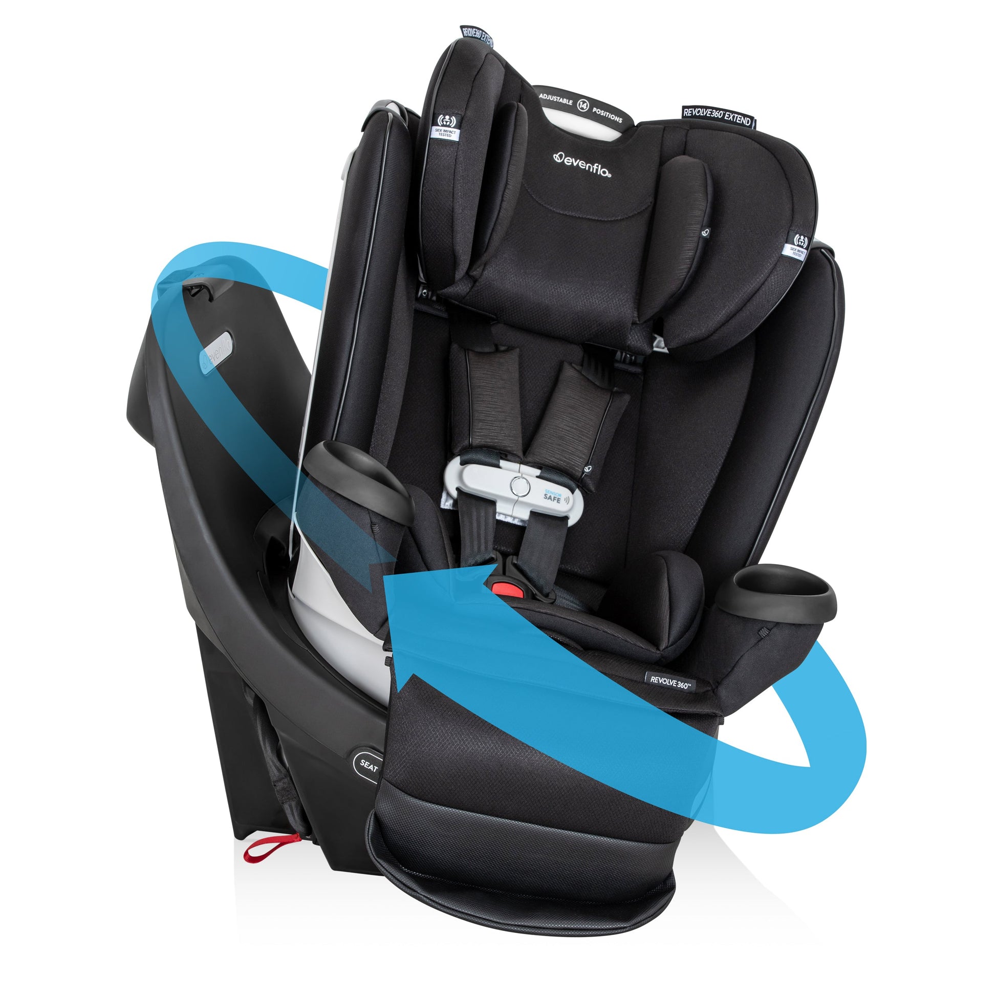 evenflo car seat with sensorsafe Evenflo Gold Revolve360 Extend All-in-One Rotational Car Seat with Sen – Swaddles Baby