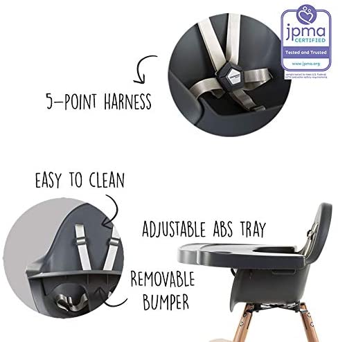 Childhome Evolu ONE.80° Chair - White Evolutive High Chair and Kids Chair -  Swivel Seat! unisex (bambini)