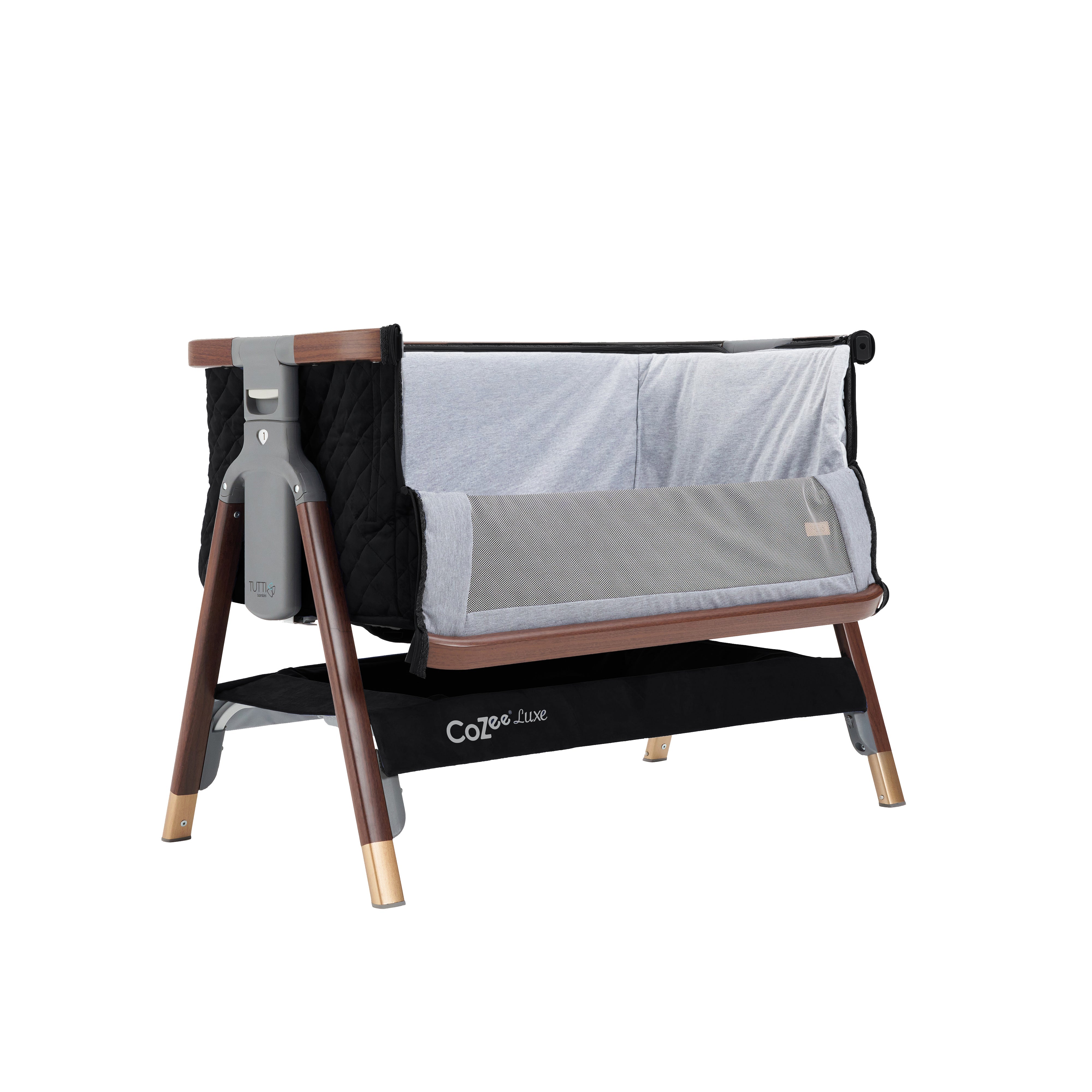 Tutti Bambini CoZee Luxe Bedside Crib Swaddles Baby