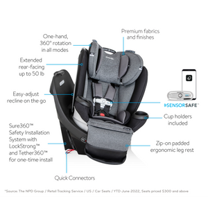 Evenflo Gold Revolve360 Extend All-in-One Rotational Car Seat with SensorSafe
