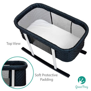 Each Green Frog bassinet from Mega babies, has a lightweight aluminum frame making it easily transportable.