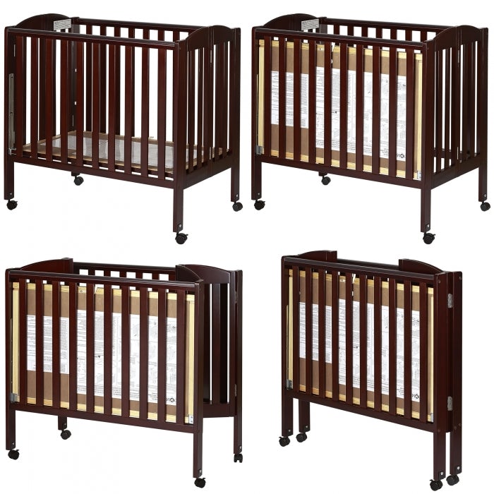 Dream On Me Curved 3 in 1 Folding Portable Crib Free 3 Mattress Swaddles Baby