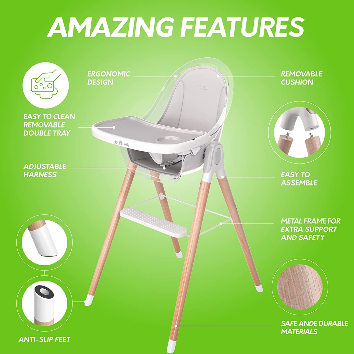 Children of Design 6-in-1 Deluxe High Chair with Seat Cushion