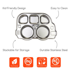 Innobaby Din Din SMART Stainless Steel Divided BPA Free Plate For Babies, Toddlers And Kids