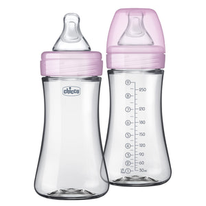 Chicco Duo 9oz. Hybrid Baby Bottle with Invinci-Glass Inside/Plastic Outside 2-Pack