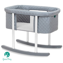 Load image into Gallery viewer, Buy Mega babies’ Green Frog bassinet in a trendy gray, diamond-patterned design.
