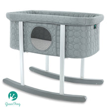 Load image into Gallery viewer, Enjoy the stylish gray color and circular pattern of this Mega babies’ Green Frog bassinet.
