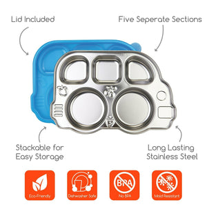 Innobaby Din Din SMART Stainless Steel Divided BPA Free Plate With Sectional Lid