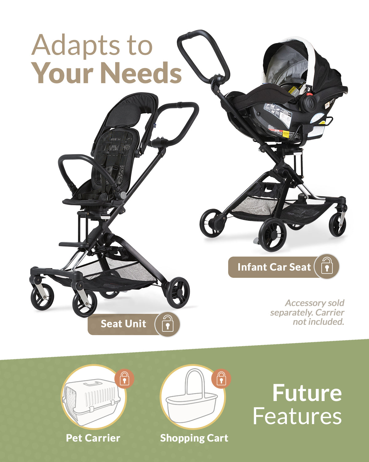 Unilove On The Go 2 in 1 Lightweight Stroller Swaddles Baby