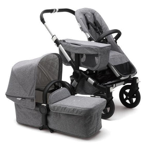 Bugaboo Donkey² Mono Extension Set Complete Set - Classic: Aluminum / Grey Melange - Convertible Stroller